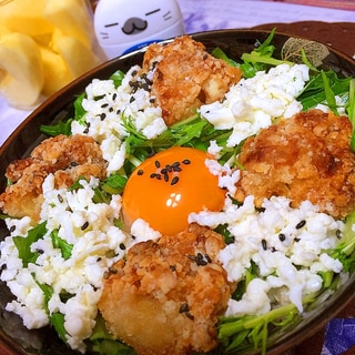 市販の唐揚げdeあっさり旨いごましお親子丼